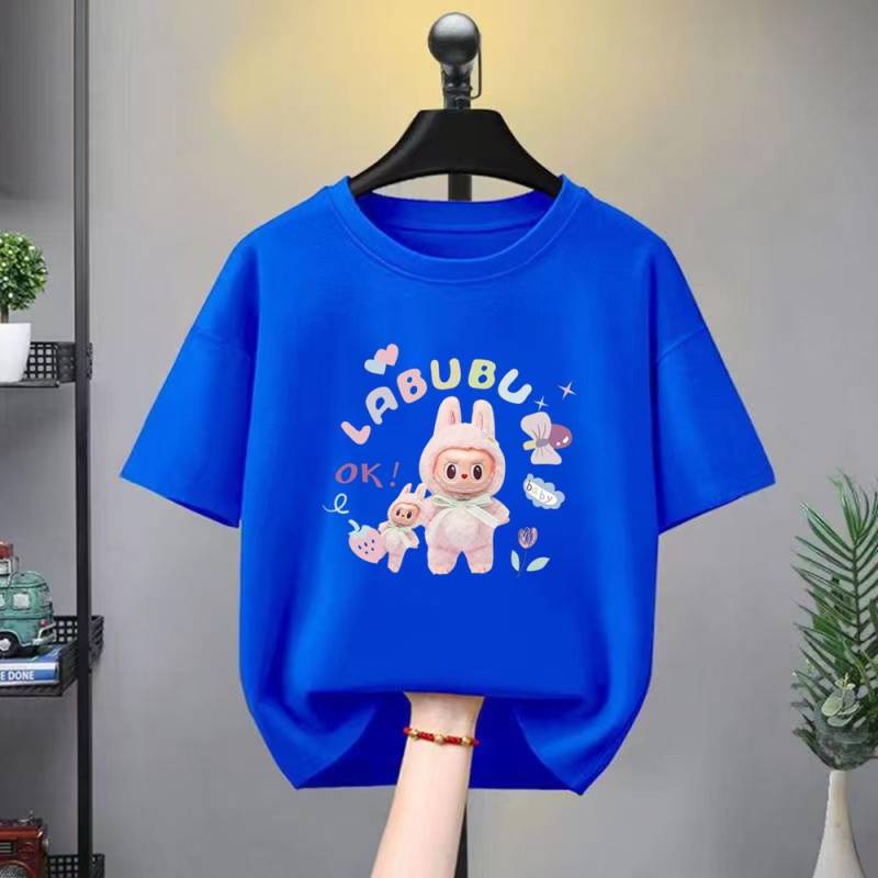 T-Shirt Geeignet für Labu Puppen Print Jungen Mädchen Oberteil 3-12 Jahre Kleinkind T-Shirts Sommer Freizeit Kurzarm Mode Kleidung 120cm von Joom DACH