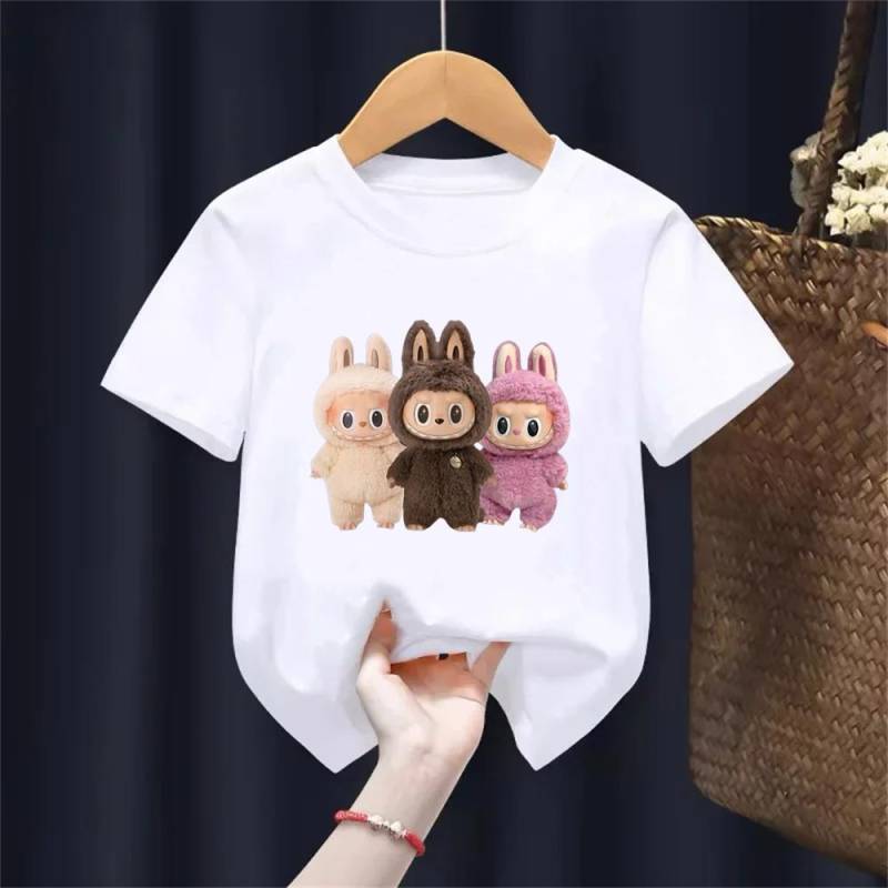 T-Shirt Geeignet für Labu Puppen Print Jungen Mädchen Oberteil 3-12 Jahre Kleinkind T-Shirts Sommer Freizeit Kurzarm Mode Kleidung 130cm von Joom DACH