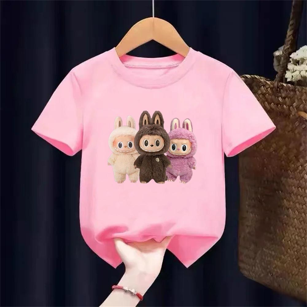 T-Shirt Geeignet für Labu Puppen Print Jungen Mädchen Oberteil 3-12 Jahre Kleinkind T-Shirts Sommer Freizeit Kurzarm Mode Kleidung 130cm von Joom DACH
