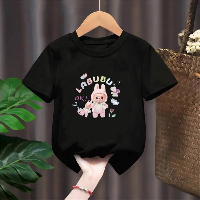 T-Shirt Geeignet für Labu Puppen Print Jungen Mädchen Oberteil 3-12 Jahre Kleinkind T-Shirts Sommer Freizeit Kurzarm Mode Kleidung 150cm von Joom DACH