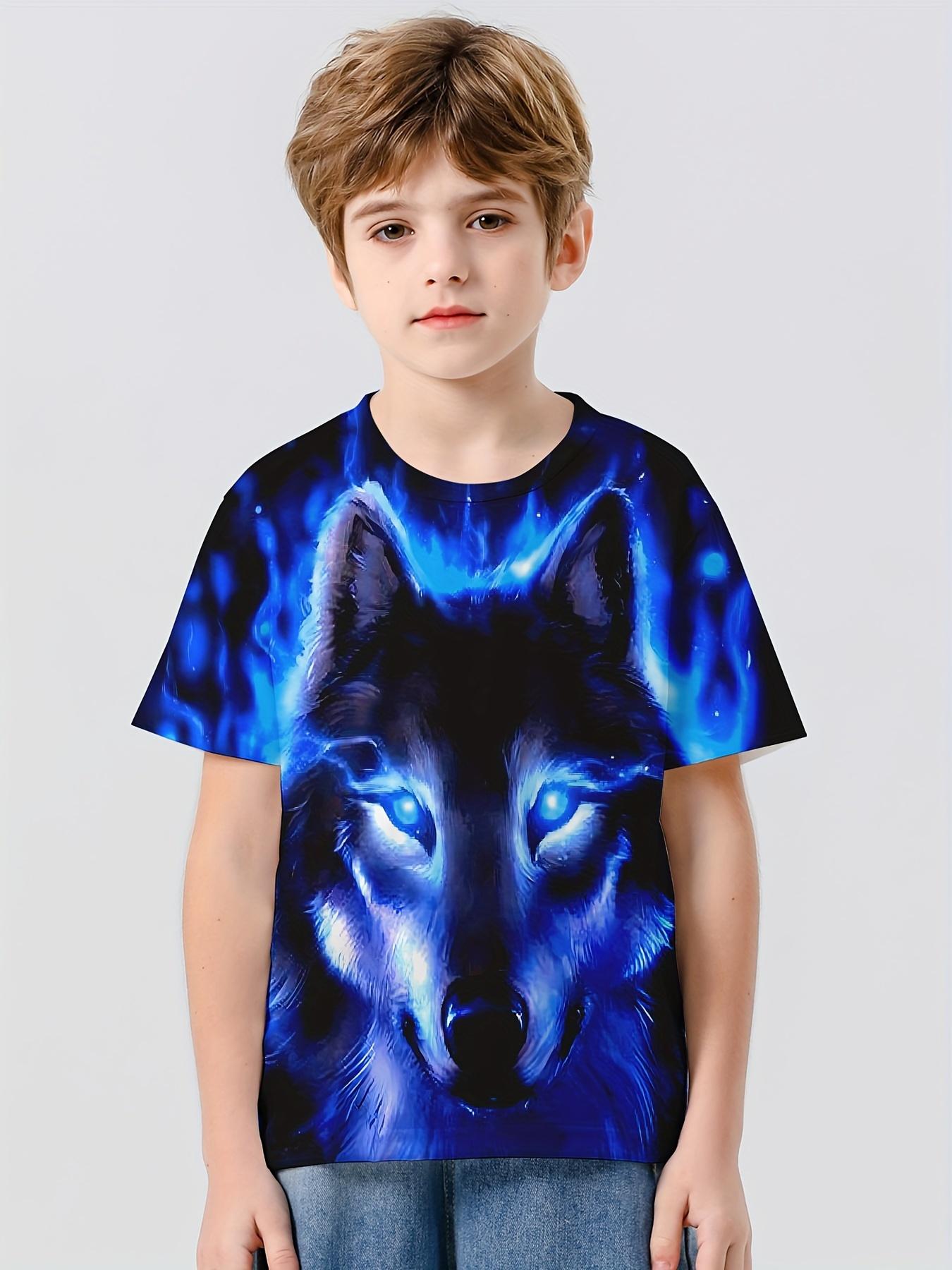 T-Shirt Tier Panther Löwe Wolf 3D Druck Streetwear T-Shirts Jungen Mädchen Lässige Mode Übergroßes T-Shirt Kinder Tops Kleidung 120 von Joom DACH