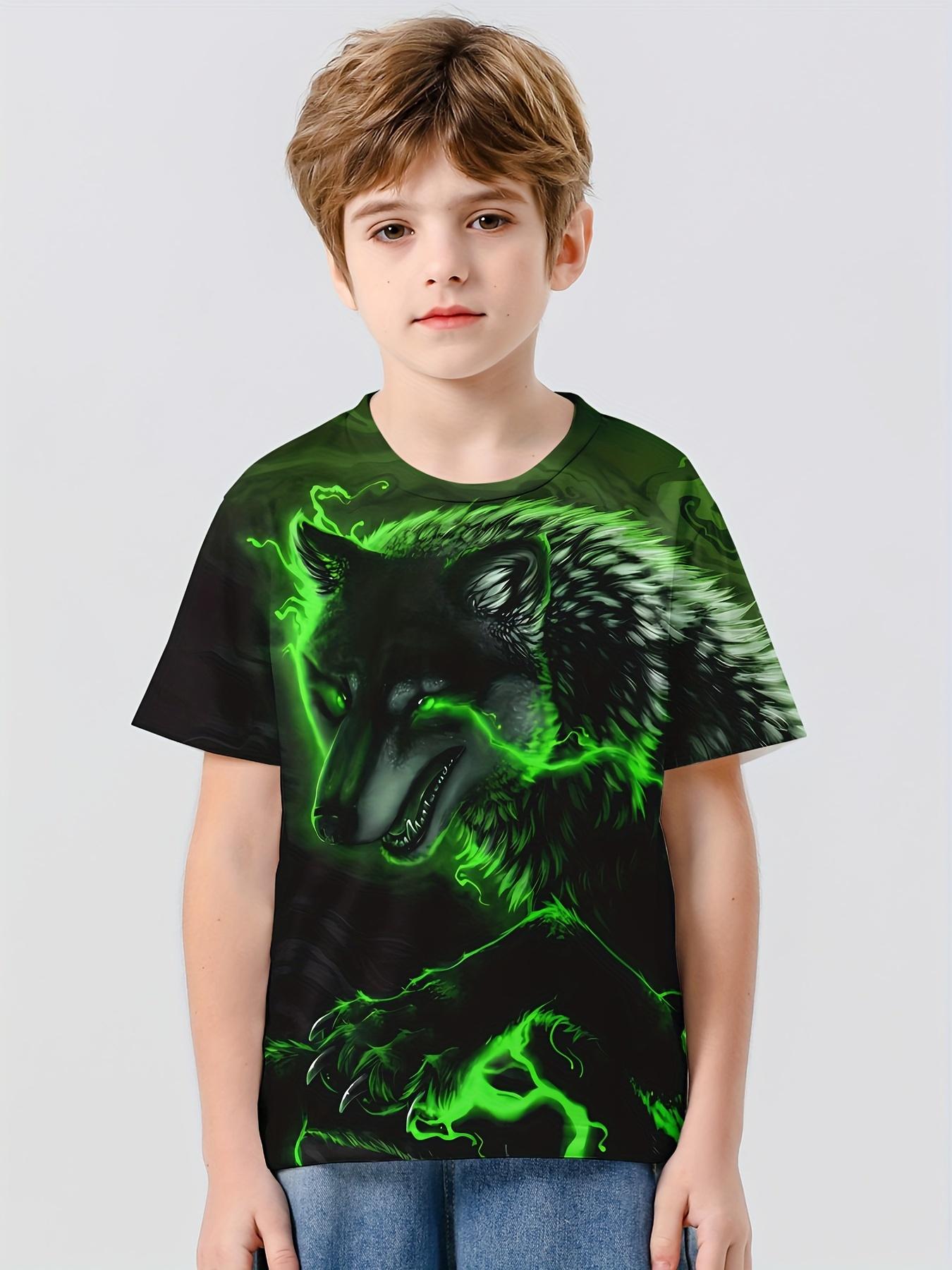 T-Shirt Tier Panther Löwe Wolf 3D Druck Streetwear T-Shirts Jungen Mädchen Lässige Mode Übergroßes T-Shirt Kinder Tops Kleidung 130 von Joom DACH