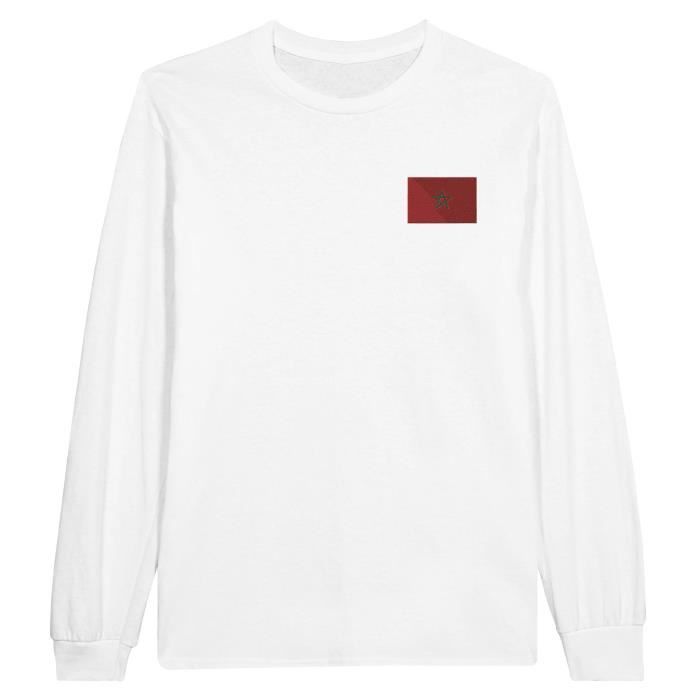 T-Shirt à manches longues - PIXELFORMA - Drapeau du Maroc - 100 % Baumwolle - Manches longues - Optimaler Komfort von Joom DACH