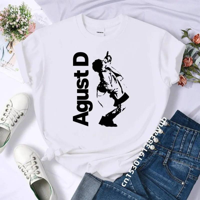 T-Shirt aus 100 % Baumwolle, Unisex, WoUnisex-Kleidung, Bangtan Boy Suga, koreanischer Stil, Kpop-Buchstabenaufdruck, Grafik-T-Shirt, Sommerkleidung, Unisex 4XL von Joom DACH