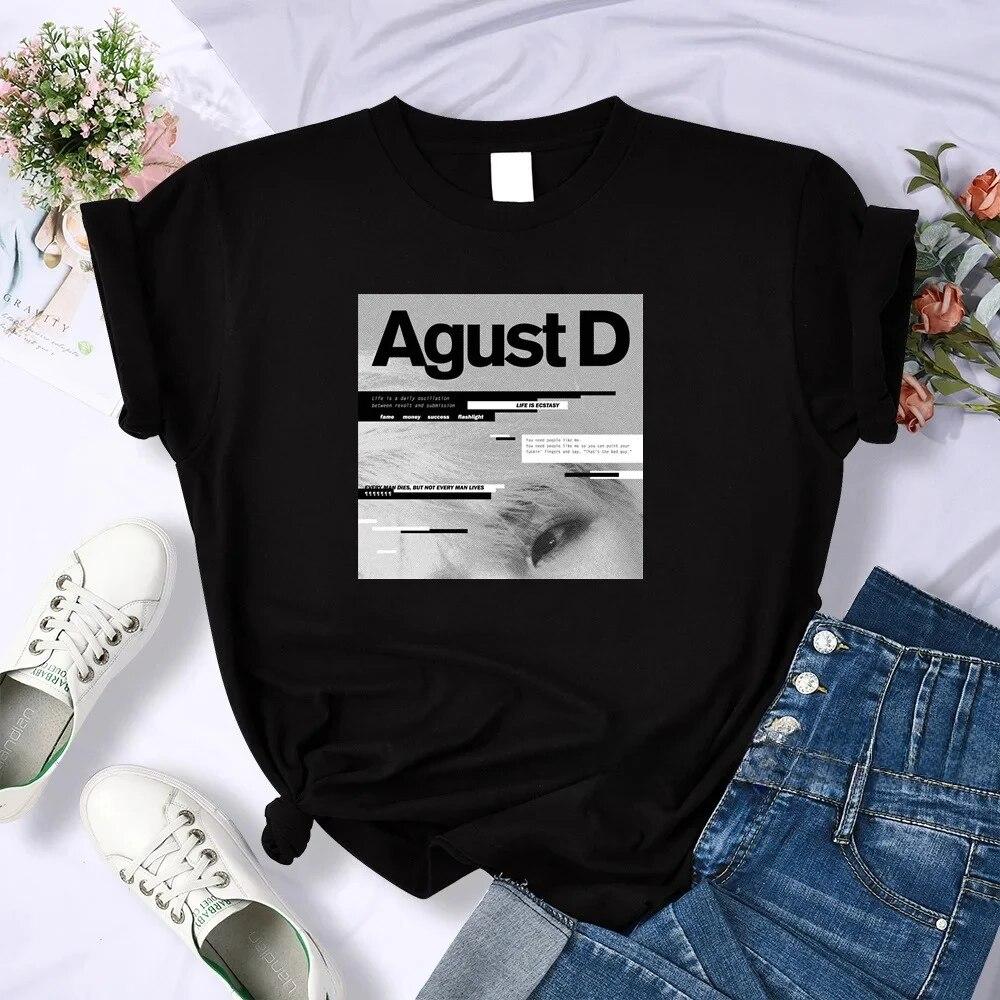 T-Shirt aus 100 % Baumwolle, Unisex, WoUnisex-Kleidung, Bangtan Boy Suga, koreanischer Stil, Kpop-Buchstabenaufdruck, Grafik-T-Shirt, Sommerkleidung, Unisex 4XL von Joom DACH