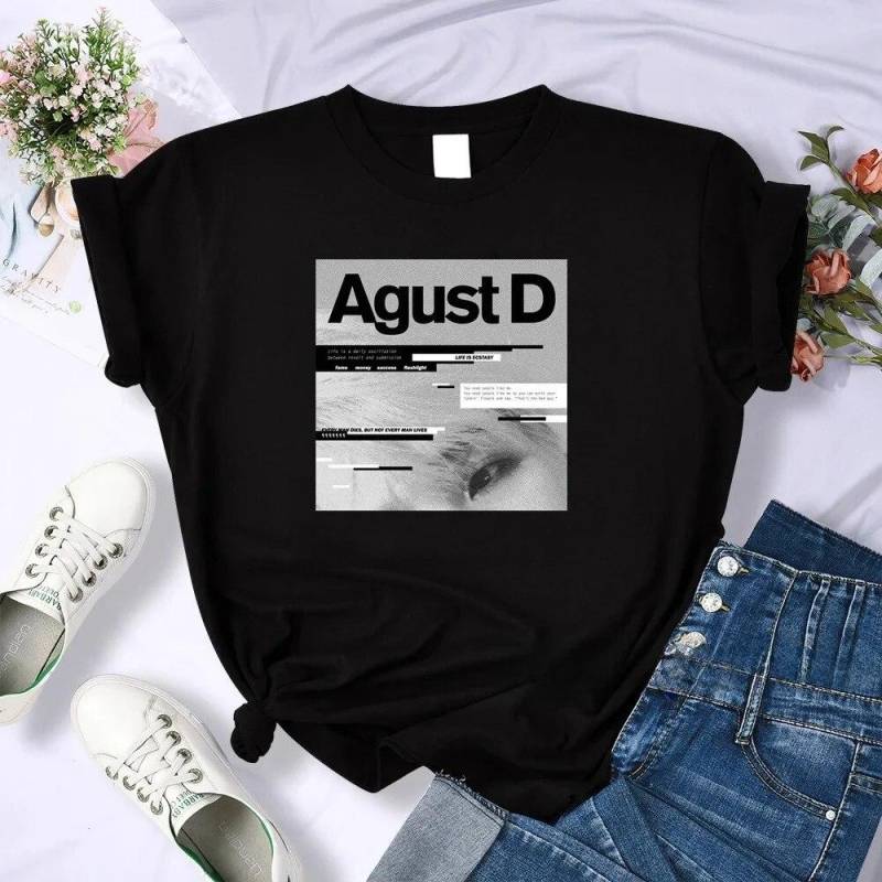 T-Shirt aus 100 % Baumwolle, Unisex, WoUnisex-Kleidung, Bangtan Boy Suga, koreanischer Stil, Kpop-Buchstabenaufdruck, Grafik-T-Shirt, Sommerkleidung, Unisex 4XL von Joom DACH