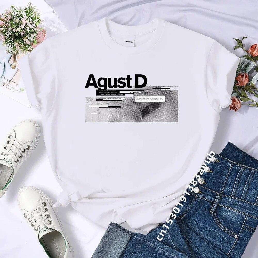 T-Shirt aus 100 % Baumwolle, Unisex, WoUnisex-Kleidung, Bangtan Boy Suga, koreanischer Stil, Kpop-Buchstabenaufdruck, Grafik-T-Shirt, Sommerkleidung, Unisex M von Joom DACH