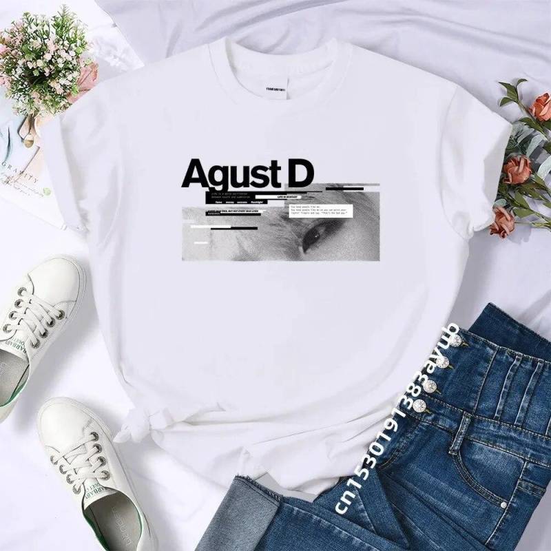 T-Shirt aus 100 % Baumwolle, Unisex, WoUnisex-Kleidung, Bangtan Boy Suga, koreanischer Stil, Kpop-Buchstabenaufdruck, Grafik-T-Shirt, Sommerkleidung, Unisex M von Joom DACH