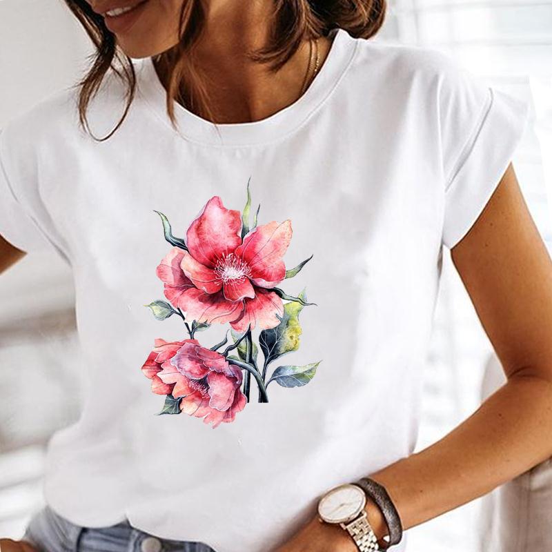 T-Shirt für Damen, kurzärmelig, Löwenzahn-Trend, schöner Stil, niedliches Druck-T-Shirt, Damen-Kleidung, Sommermode, lässiges Grafik-T-Shirt M von Joom DACH