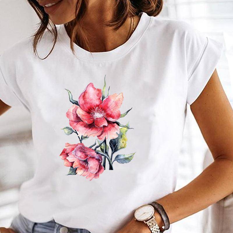 T-Shirt für Damen, kurzärmelig, Löwenzahn-Trend, schöner Stil, niedliches Druck-T-Shirt, Damen-Kleidung, Sommermode, lässiges Grafik-T-Shirt M von Joom DACH
