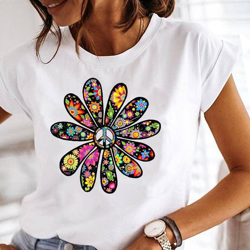 T-Shirt für Damen, kurzärmelig, Löwenzahn-Trend, schöner Stil, niedliches Druck-T-Shirt, Damen-Kleidung, Sommermode, lässiges Grafik-T-Shirt XXL von Joom DACH