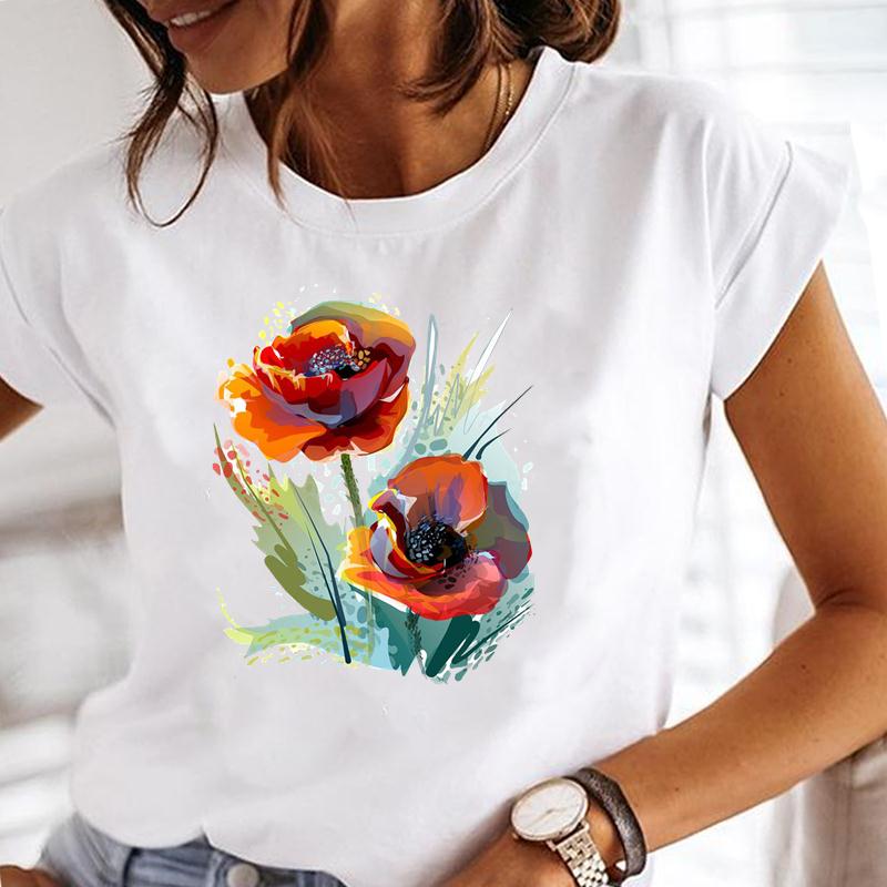 T-Shirt für Damen, kurzärmelig, Löwenzahn-Trend, schöner Stil, niedliches Druck-T-Shirt, Damen-Kleidung, Sommermode, lässiges Grafik-T-Shirt XXXL von Joom DACH