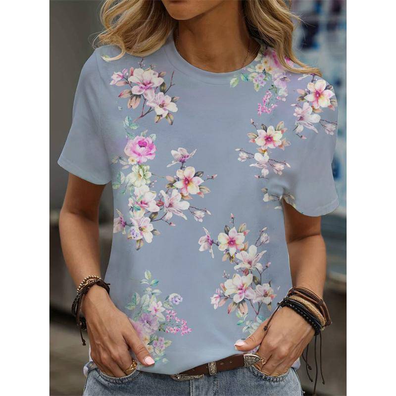 T-Shirt für Damen mit Bienen- und Katzen-Osterei-Muster, Cartoon-Tier, 3D-Druck, lässige, lockere T-Shirts, Rundhalsausschnitt, kurze Ärmel 5XL von Joom DACH