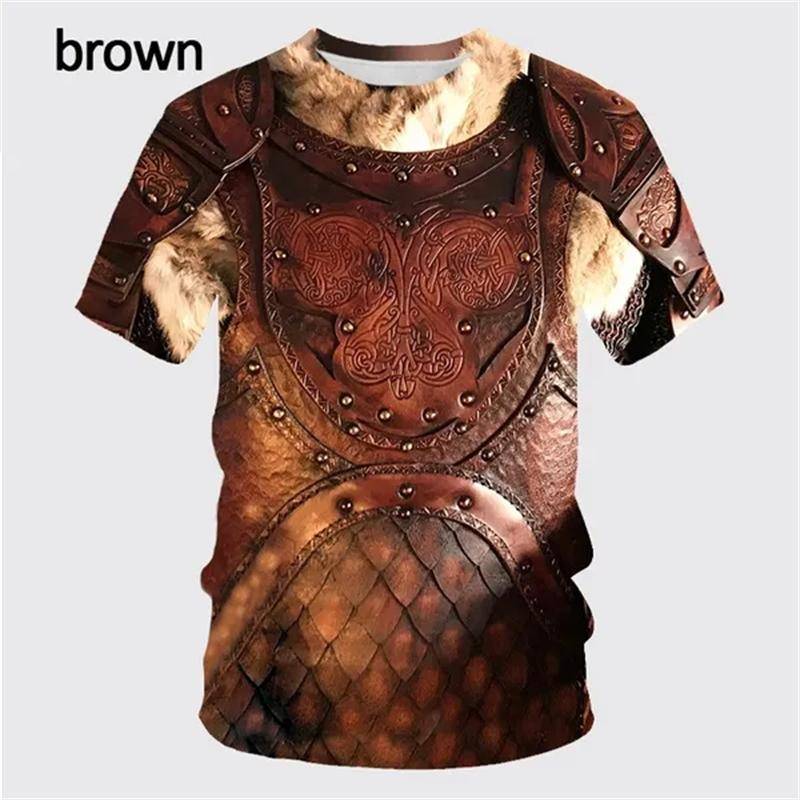 T-Shirt mit 3D-Druck und mittelalterlicher Rüstung für Herren, lässig, witzig, Rundhalsausschnitt, kurzärmelig, Kostüme, atmungsaktiv, bequem, Top-T-Shirts 6XL von Joom DACH