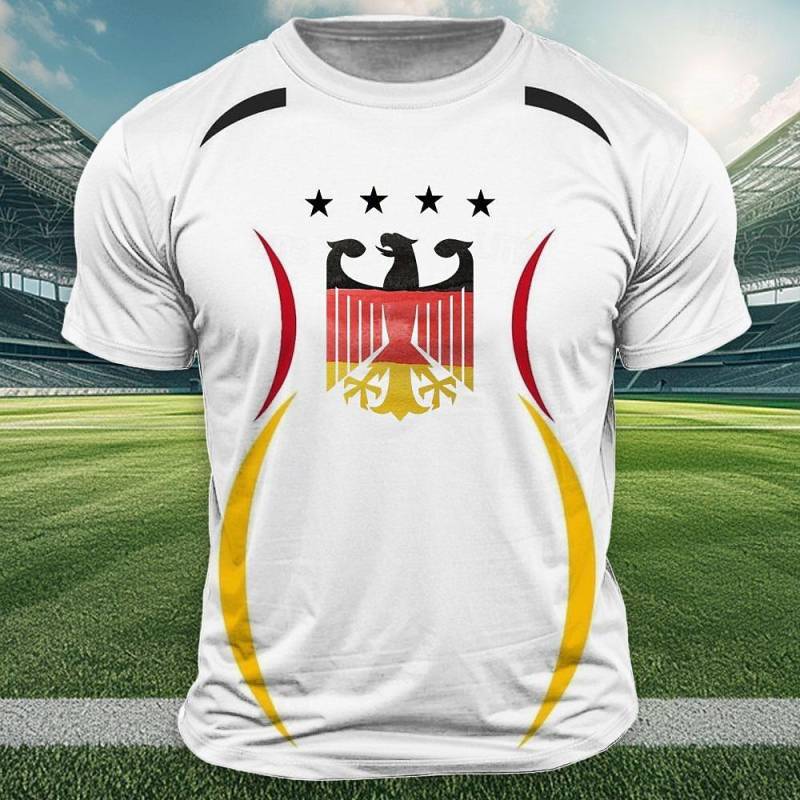 T-Shirt mit Nationalflaggen-Aufdruck für Herren, Outdoor-Trikot, Sport-Tops, lässig, O-Ausschnitt, lockere Kurzarm-Sommer-Deutschland-T-Shirts 2XL von Joom DACH