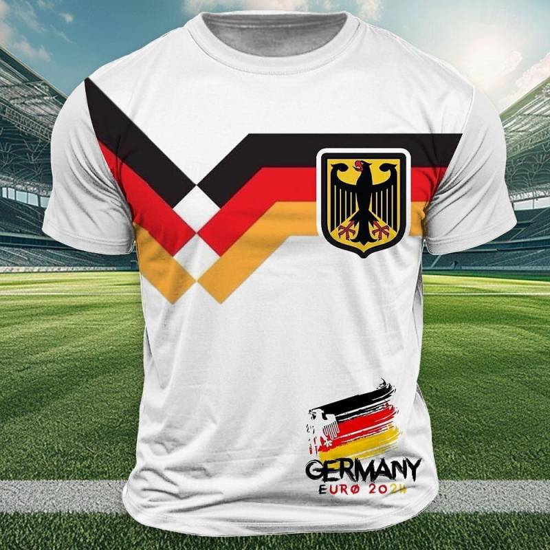 T-Shirt mit Nationalflaggen-Aufdruck für Herren, Outdoor-Trikot, Sport-Tops, lässig, O-Ausschnitt, lockere Kurzarm-Sommer-Deutschland-T-Shirts 3XL von Joom DACH