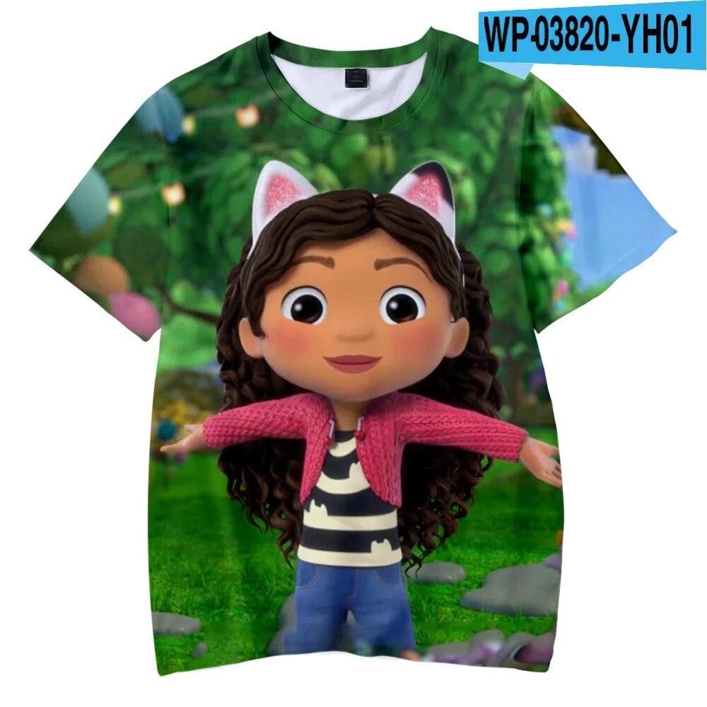 T-Shirts Anime Gabbys DollHouse 3D-Druck Streetwear Jungen Mädchen Niedlich Lässige Mode Übergroßes T-Shirt Kinder T-Shirts Tops Kleidung 160 von Joom DACH
