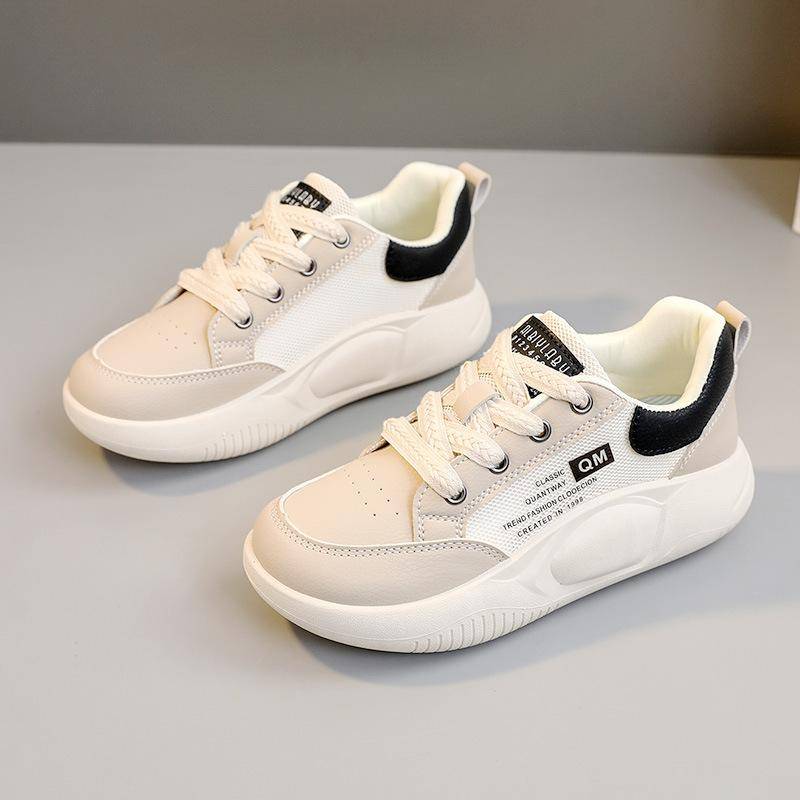 T397 Neue weiße Schuhe Damen Frühling und Sommer Dicke Sohle Erhöht durch Abriebfeste Sneaker Atmungsaktives Leder Abriebfeste Board-Schuhe 40 von Joom DACH