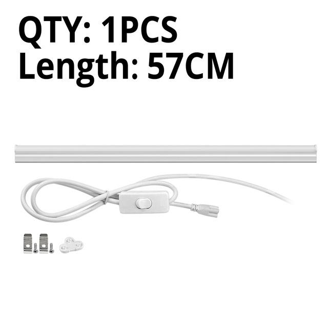 T5 LED-Röhren-Wandleuchte, 220 V, LED-Stablicht, 6 W, 10 W, 300 mm, 600 mm, LED-Leuchtstoffröhre mit EU-Netzschalter, Küchenbeleuchtung 1PCS-57CM weiß von Joom DACH