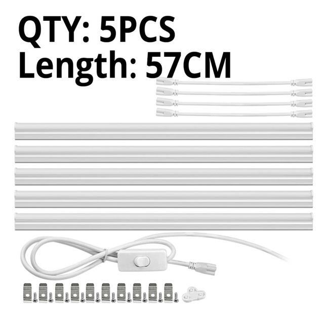 T5 LED-Röhren-Wandleuchte, 220 V, LED-Stablicht, 6 W, 10 W, 300 mm, 600 mm, LED-Leuchtstoffröhre mit EU-Netzschalter, Küchenbeleuchtung 5PCS-57CM warm weiße von Joom DACH