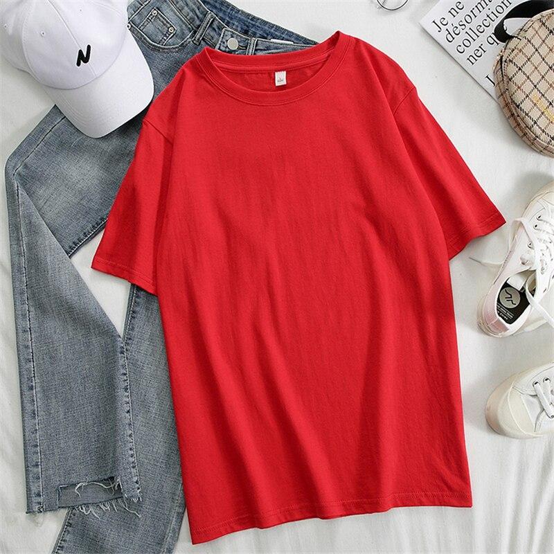 TBEEEESTT Damen-T-Shirt aus Baumwolle, Sommer, übergroß, solide T-Shirts, Bonbonfarben, lockere Oberteile M rot von Joom DACH