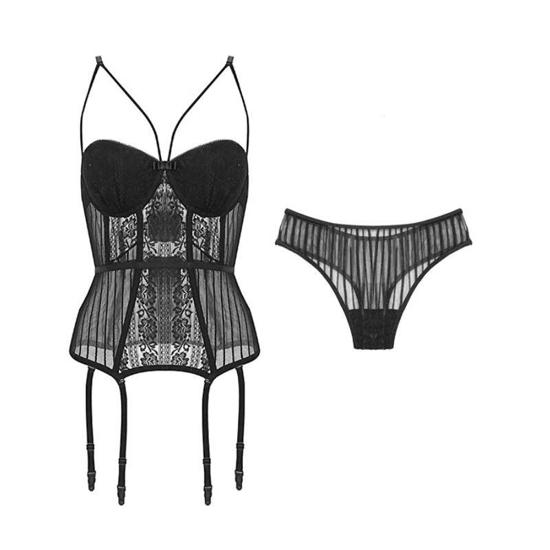 TERMEZY Elastizitätskorsett, Bustier-Gürtel-Set mit Trägern, Gürtel, atmungsaktiver Stoff, Dessous, schwarzes Kleid M schwarz von Joom DACH