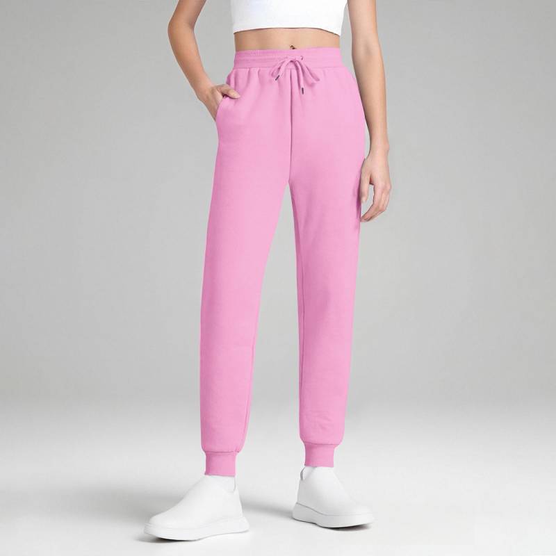 TNNZEET Damen Jogginghosen mit Taschen - High Waist Sweatpants Tapered Leg Kordelzug Leichte Sporthose M rosa von Joom DACH