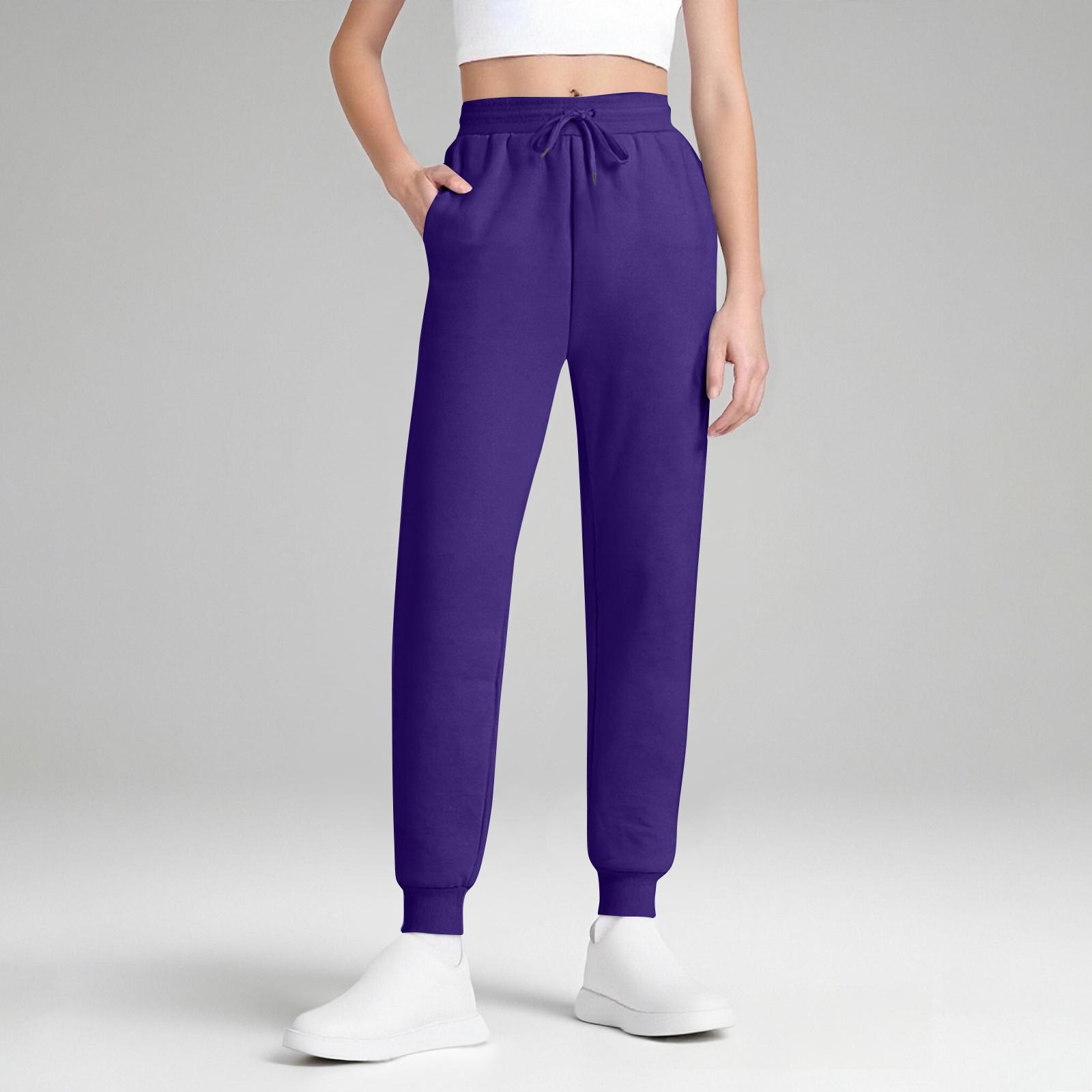 TNNZEET Damen Jogginghosen mit Taschen - High Waist Sweatpants Tapered Leg Kordelzug Leichte Sporthose XXL violett von Joom DACH