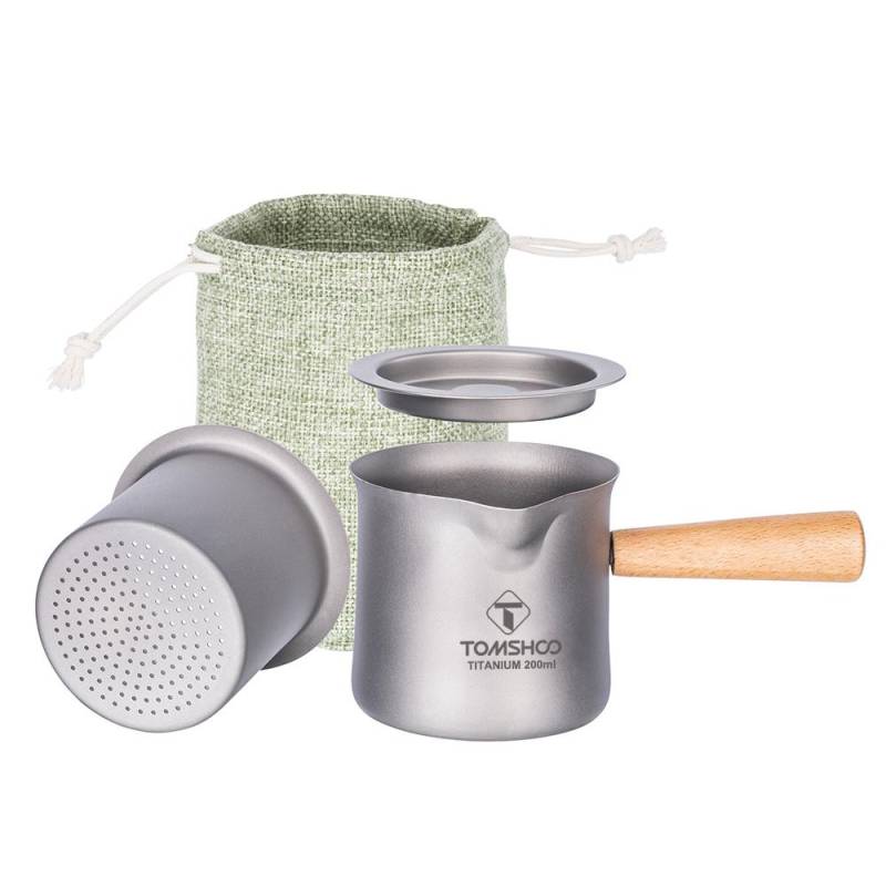 TOMSHOO Titan-Teebecher mit Teesieb, Outdoor-Camping, Titan-Teebecher mit hölzernem Seitengriff silber von Joom DACH
