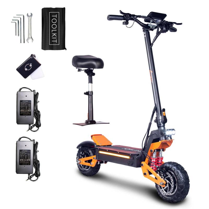 TOURSOR X5 60V Faltbarer Elektroroller für Erwachsene, 3000W Doppelmotor, EScooter, 60V40AH-Akku, 11-Zoll-Reifen, Offroad-E-Scooter schwarz/orange von Joom DACH