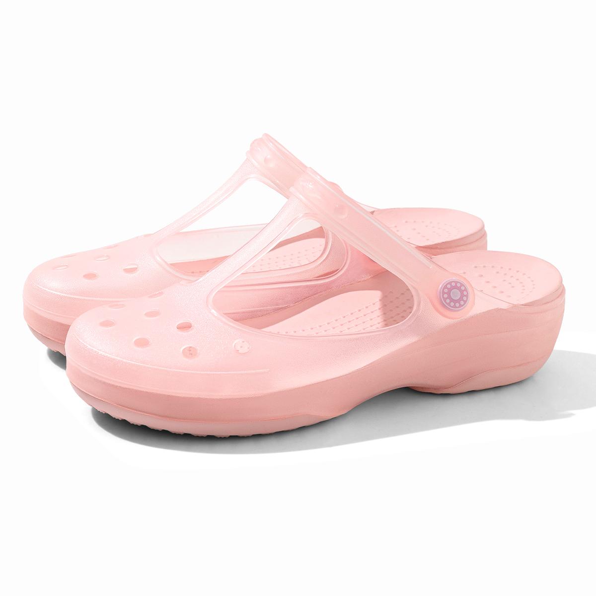 TPU Damen Lochschuhe Zehenschutz Dicke Sohle Outdoor Hausschuhe Rutschfest Atmungsaktiv Strand Indoor Hausschuhe 36 von Joom DACH