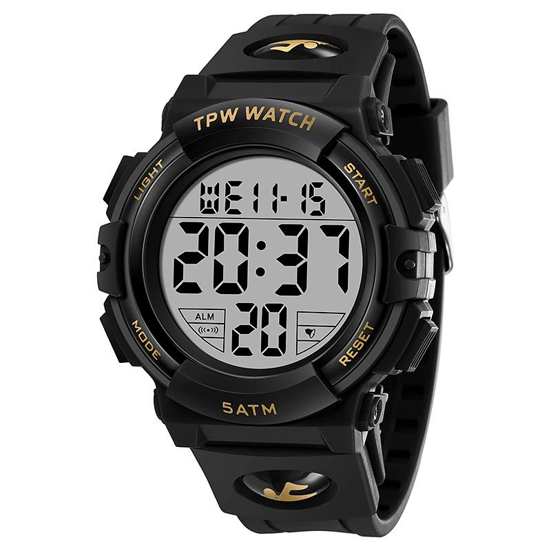 TPW Neue digitale Sportuhren für Männer, wasserdicht, elektronisch, Herrenarmbanduhr, Militärdatum, stoßfeste Uhr, beste Geschenkuhr goldgelb/schwarz von Joom DACH