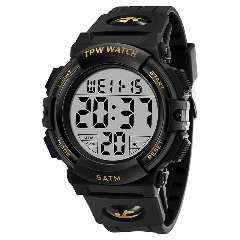 TPW Neue digitale Sportuhren für Männer, wasserdicht, elektronisch, Herrenarmbanduhr, Militärdatum, stoßfeste Uhr, beste Geschenkuhr goldgelb/schwarz von Joom DACH