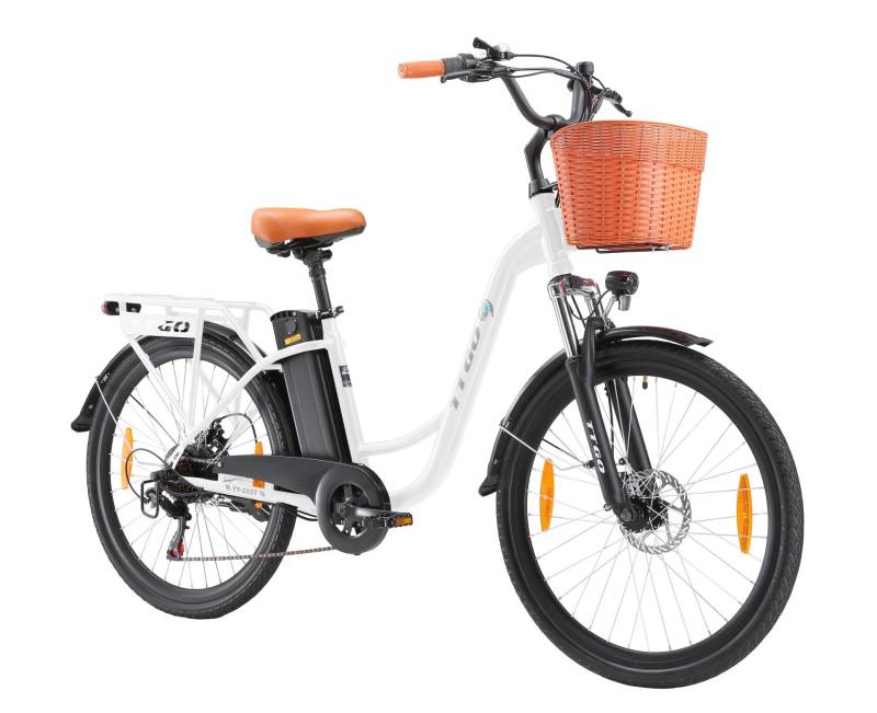TTGO YY-26ST Elektrofahrrad 250W Motor 36V14.5Ah Akku Höchstgeschwindigkeit 25km/h Maximale Reichweite 60-75km Shimano 6-Gang City Pendel Ebike weiß von Joom DACH