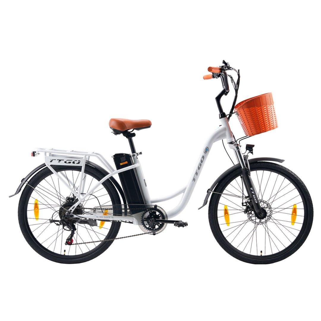 TTGO YY26-ST City Electric Bike 26 inch Tires 250W Motor 36V14.5Ah Battery Max Speed 25km/h Max Range 60-75km Shimano 6 Speed Commute Bicycle weiß von Joom DACH