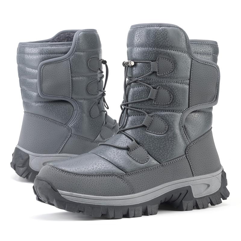 TUINANLE Damen Schneeschuhe Winter Plüsch Warme Paare Plateaustiefel Männliche Rutschfeste Baumwolle Mittelhohe Stiefel 42 grau von Joom DACH