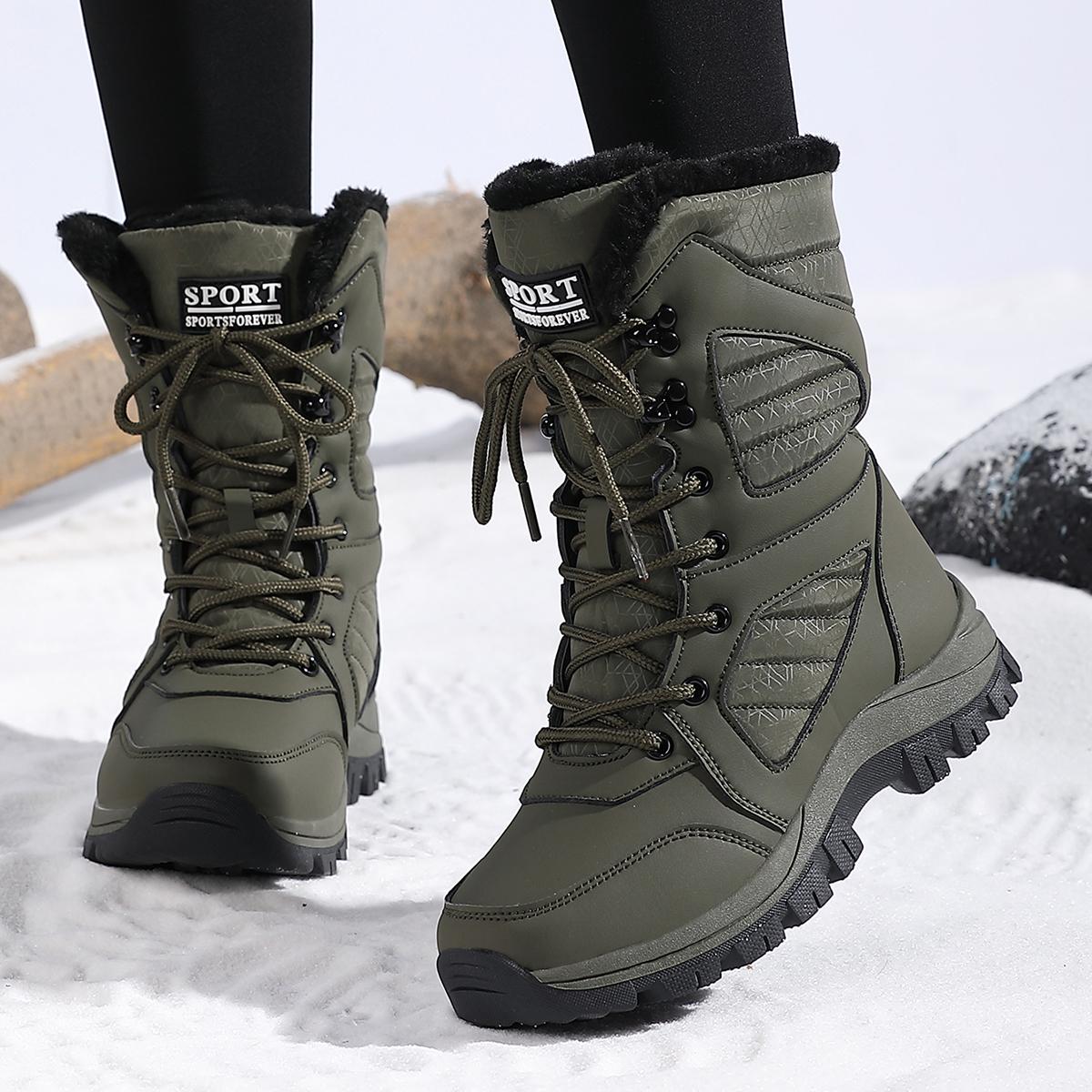 TUINANLE Hochwertige Schneestiefel Plüsch Warme Winterschuhe Damen Mid-Calf Stiefel 41 grün von Joom DACH