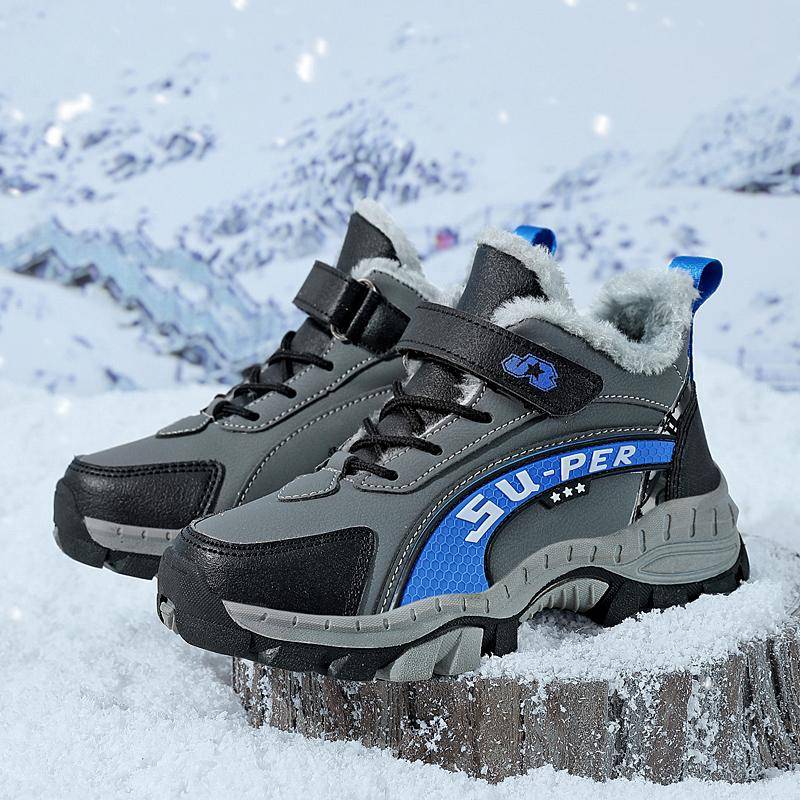 TUINANLE Kinder Winter-Kletterschuhe, dicker Plüsch, warm, rutschfest, für Jungen, Outdoor, Freizeitschuhe aus Baumwolle 35 graue/blau von Joom DACH