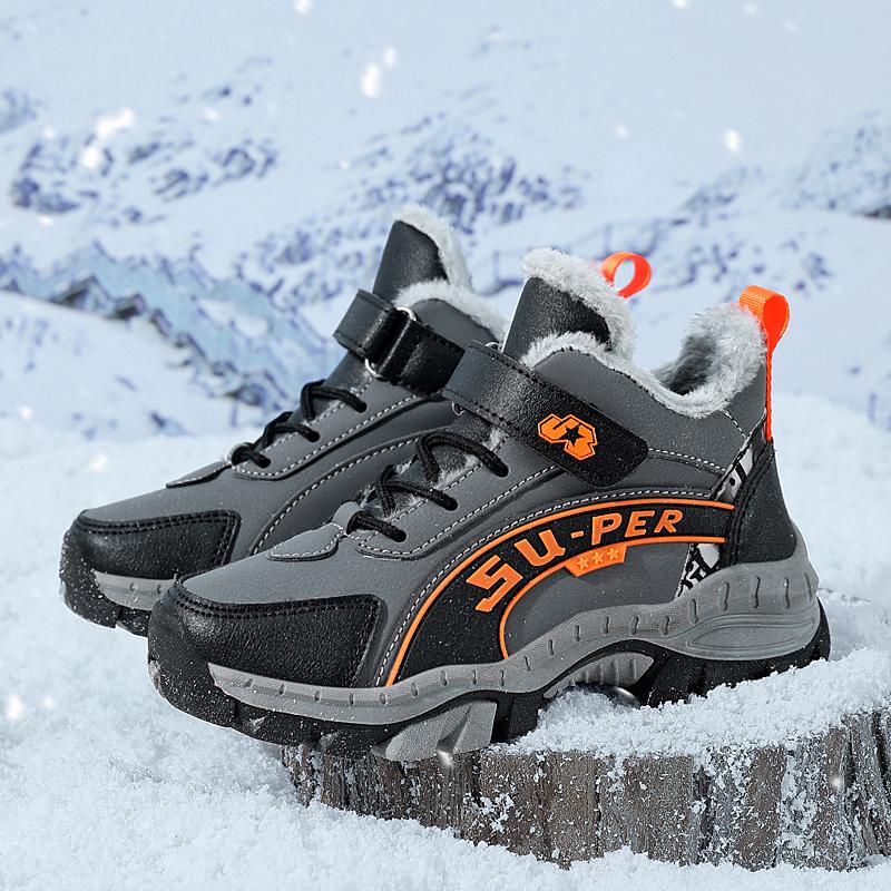 TUINANLE Kinder Winter-Kletterschuhe, dicker Plüsch, warm, rutschfest, für Jungen, Outdoor, Freizeitschuhe aus Baumwolle 38 orange/grau von Joom DACH