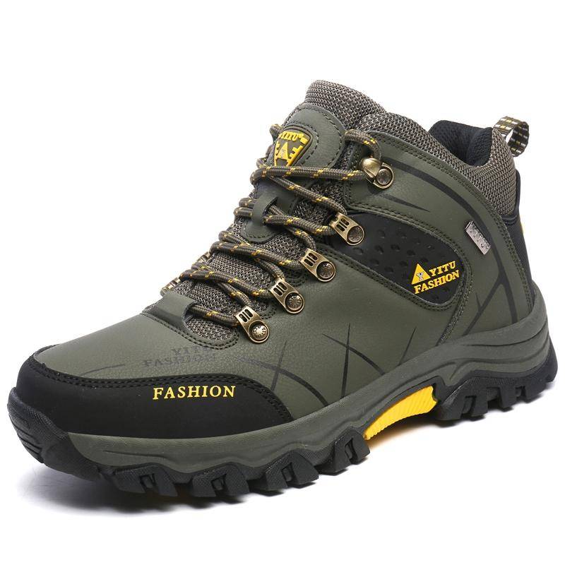 TUINANLE Männer Stiefel Wasserdichte Leder Turnschuhe Outdoor Männlichen Wanderschuhe Arbeitsschuhe Größe 39-47 39 grün von Joom DACH