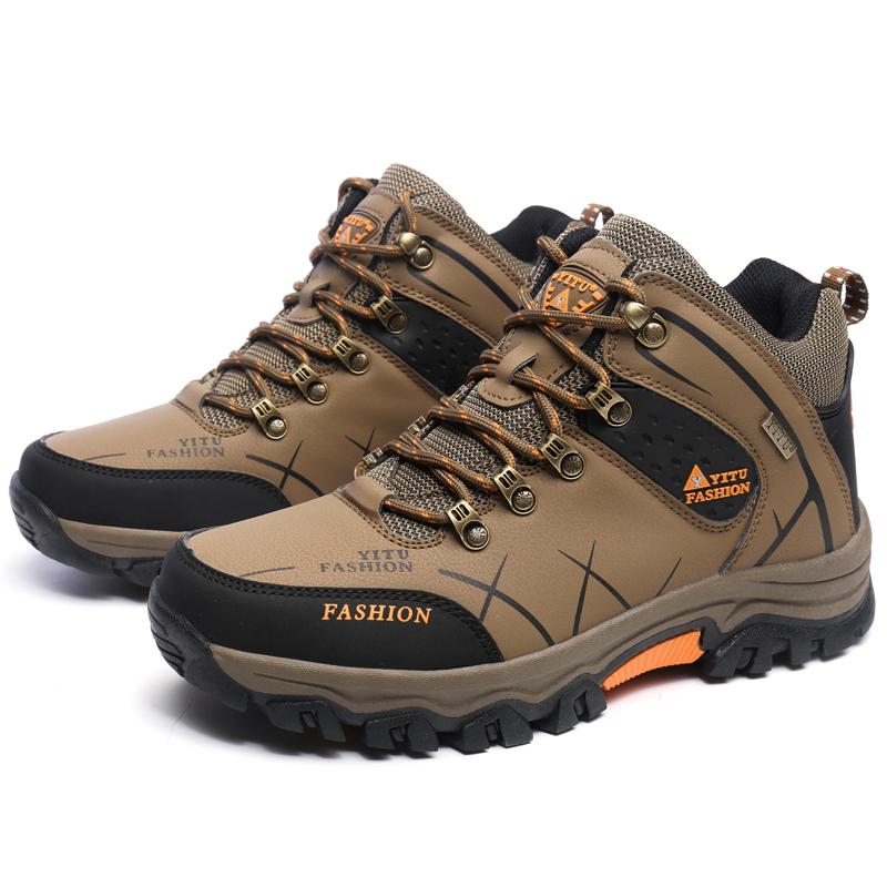 TUINANLE Männer Stiefel Wasserdichte Leder Turnschuhe Outdoor Männlichen Wanderschuhe Arbeitsschuhe Größe 39-47 43 khaki von Joom DACH