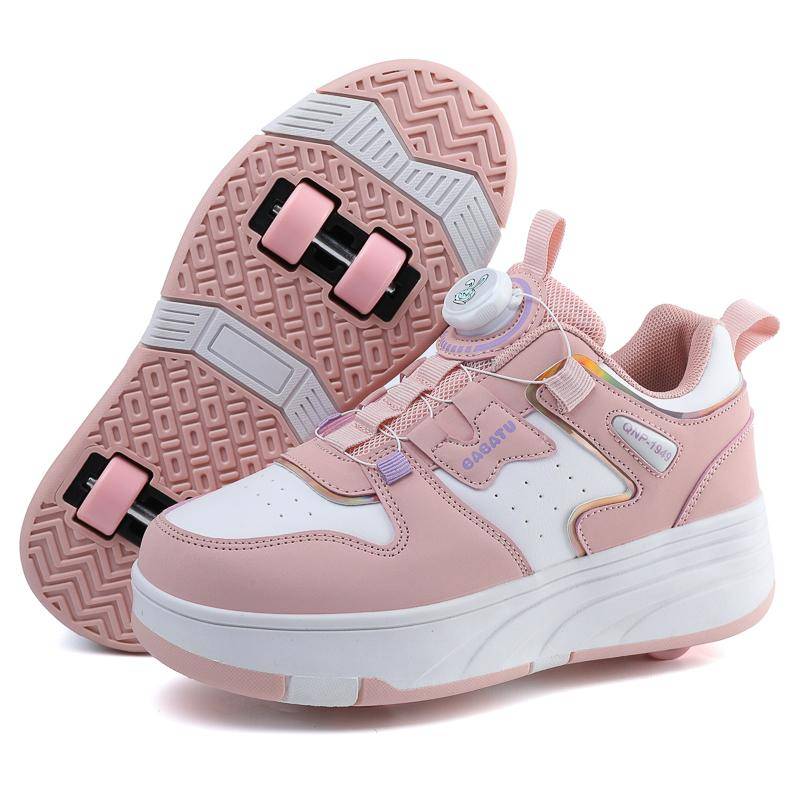 TUINANLE Rollschuhschuhe mit Rollen für Jungen und Mädchen, Kinder, Sportschuhe mit 4 Rollen 34 rosa von Joom DACH