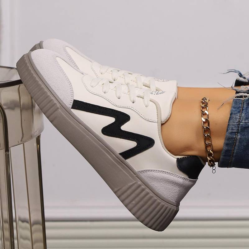 TUINANLE Sneakers Damen Sportschuhe Chunky Casual Weiße Sneakers Mädchen Walking Plateauschuhe 41 schwarz/beige von Joom DACH