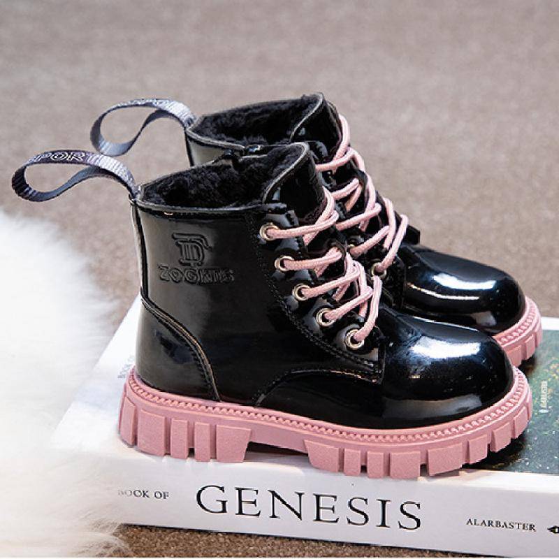 TWINFLAMES Winter Kinder Schuhe PU Leder Wasserdicht Martin Stiefel Kinder Schnee Stiefel Marke Mädchen Jungen Gummi Stiefel Mode Turnschuhe 30 rosa von Joom DACH