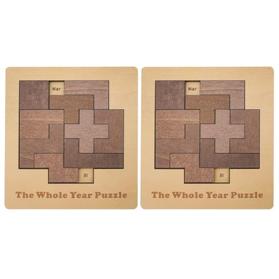 Tägliches Kalender-Puzzle Holzpuzzle Spielzeug 365 Datum Tägliche Herausforderung Puzzlespiel Das Ganze Jahr Puzzle Kalender Geschenk für Männer Frauen Kinder 2pcs von Joom DACH