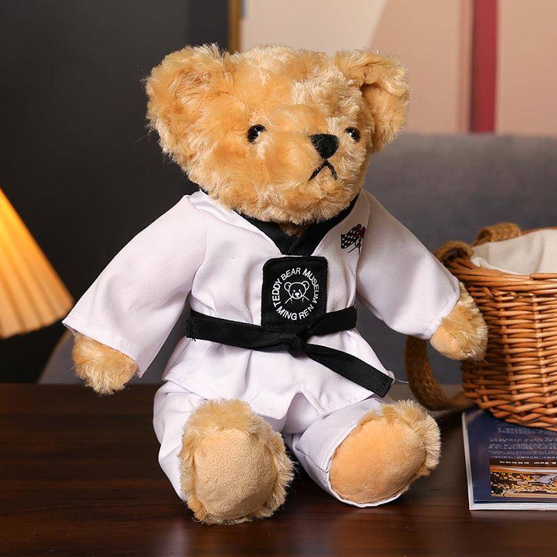 Taekwondo-Teddybär-Plüschtiere, Teddybär-Spielzeug für Kinder und Mädchen, Bären-Kuscheltiere, Plüschbär-Puppen 25cm von Joom DACH