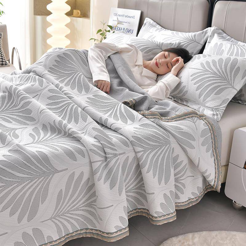 Tagesdecke Blätter Stil Jacquard Decke Sofa Handtuch Dekor Sommer Quilt Hohe Qualität Geschenk edredon (Kissenbezug muss bestellt werden) 150x200cm 1pc von Joom DACH