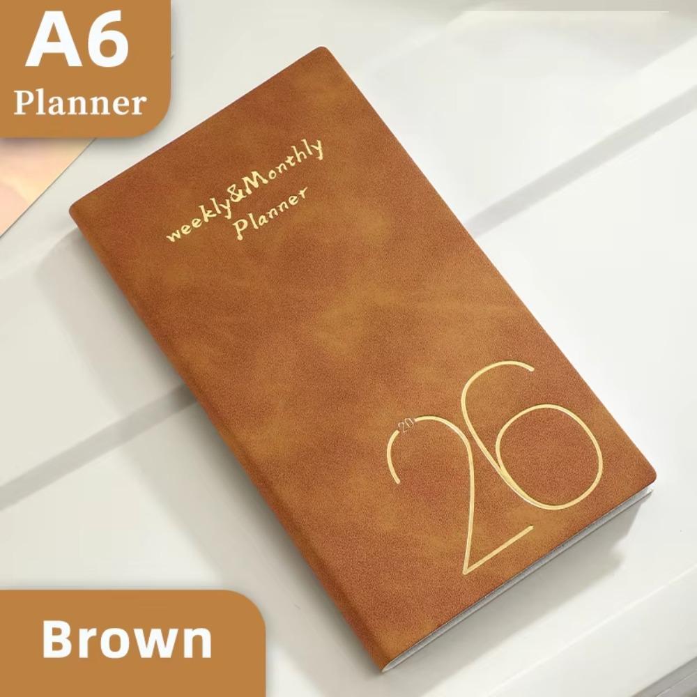 Tagesplaner Erinnerung A6 Planer Notizbücher Effizienz Zeitplanplaner Notizblock Schreibwaren braun von Joom DACH