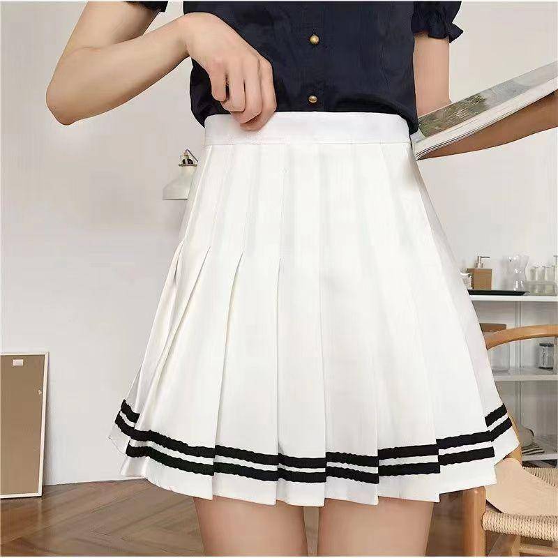 Taillenhoher Faltenrock für Damen im Sommer Große Größe Dicke Mm Bauchweg-Design A-Linie Hüftumspielender Kurzer Rock S weiß von Joom DACH