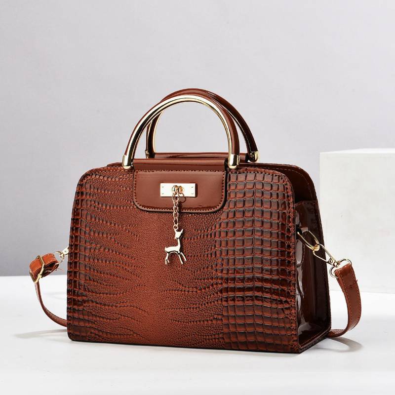 Taizhou Damen Einfarbig PU Leder Handtasche - Steinmuster Quadratische Umhänge- & Schultertasche 26*11*18 cm khaki von Joom DACH